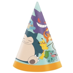 Pokemon Cone Hats with Chin Straps - 8 PK